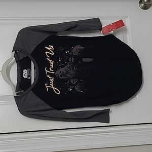 Disney Star wars XS quarter sleeve gold, black and gray tshirt